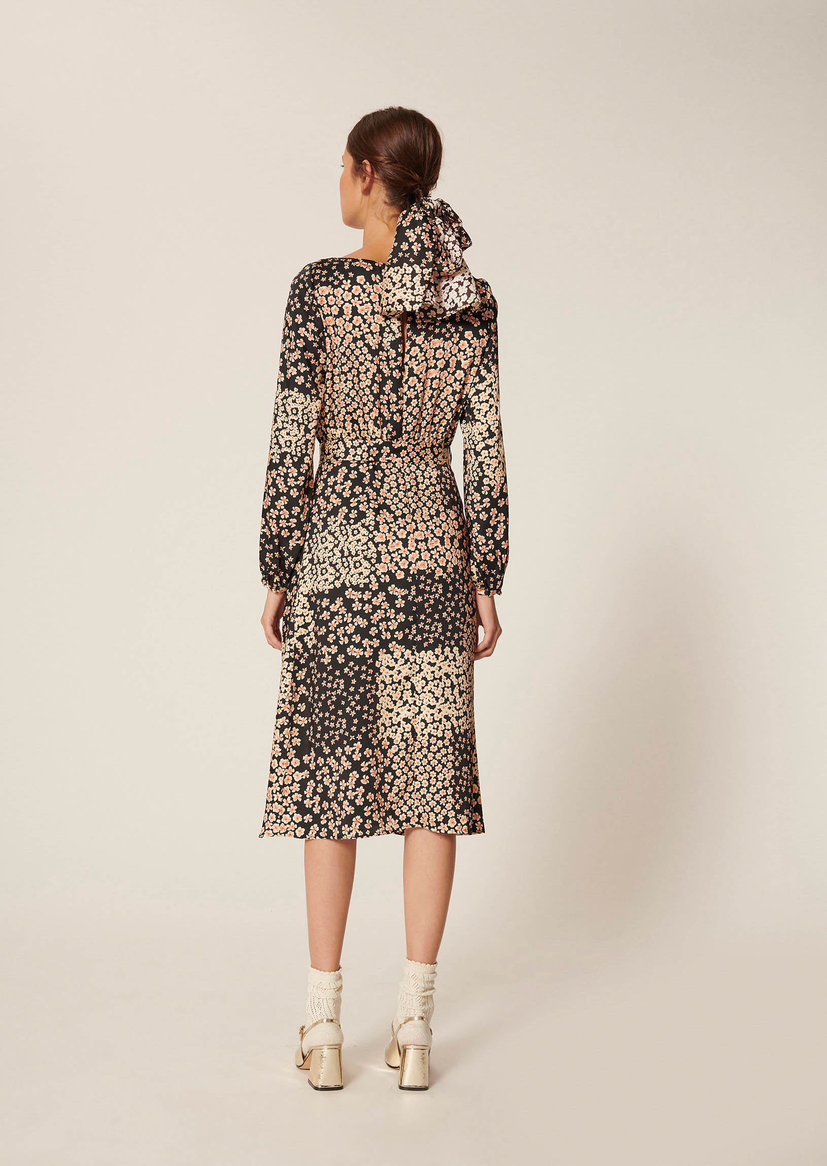 Robe Rillyta noire imprimé petites fleurs Tara Jarmon seconde main photo 7