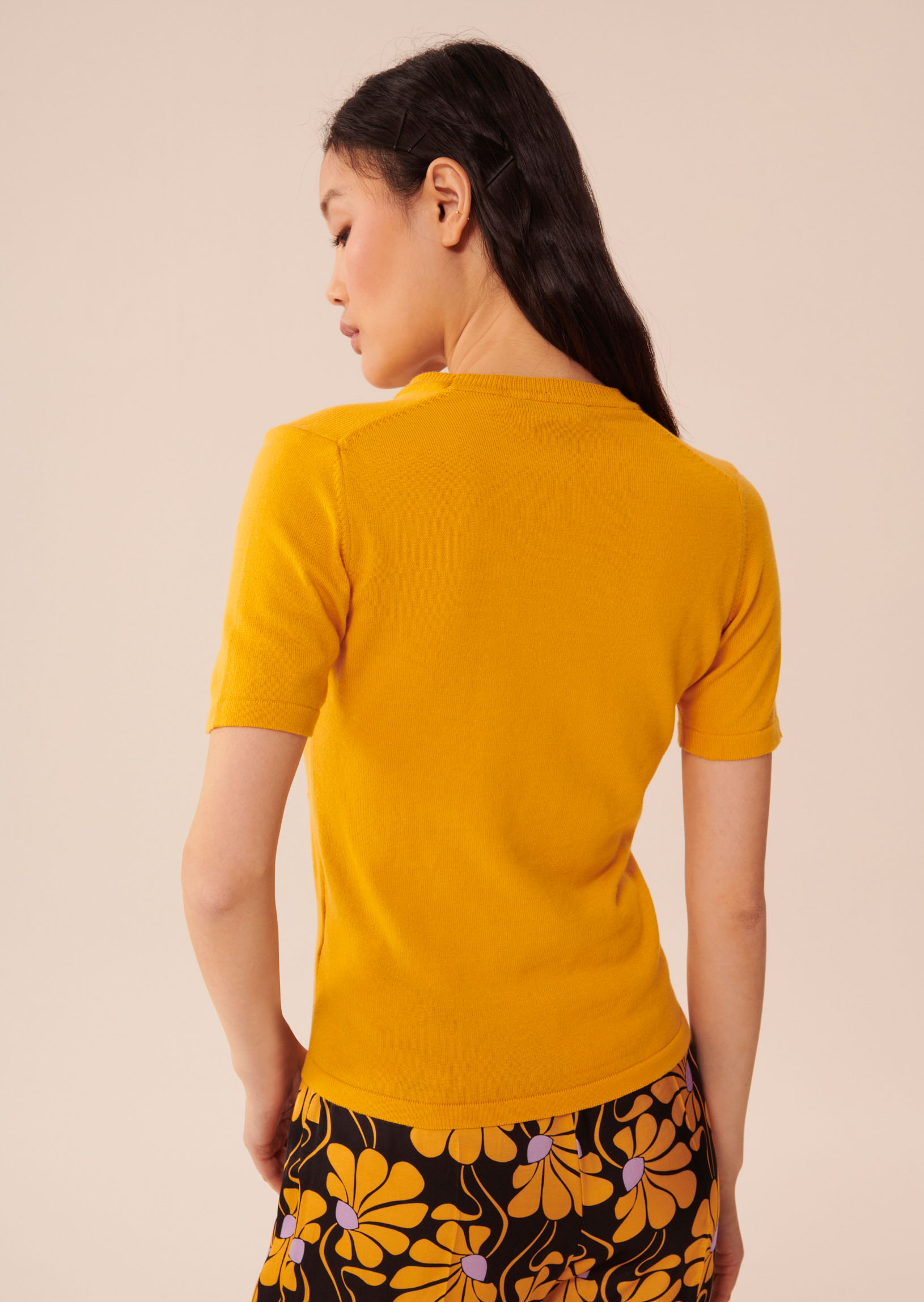 Pull Ponna jaune en coton fin Tara Jarmon seconde main photo 5