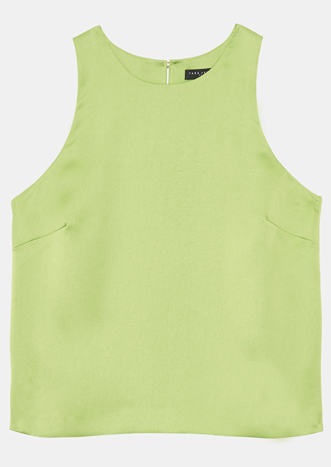Jupe Droite En Soie Tara Jarmon - Vert Anis - Taille 40-42 - Occasion Très Bon état