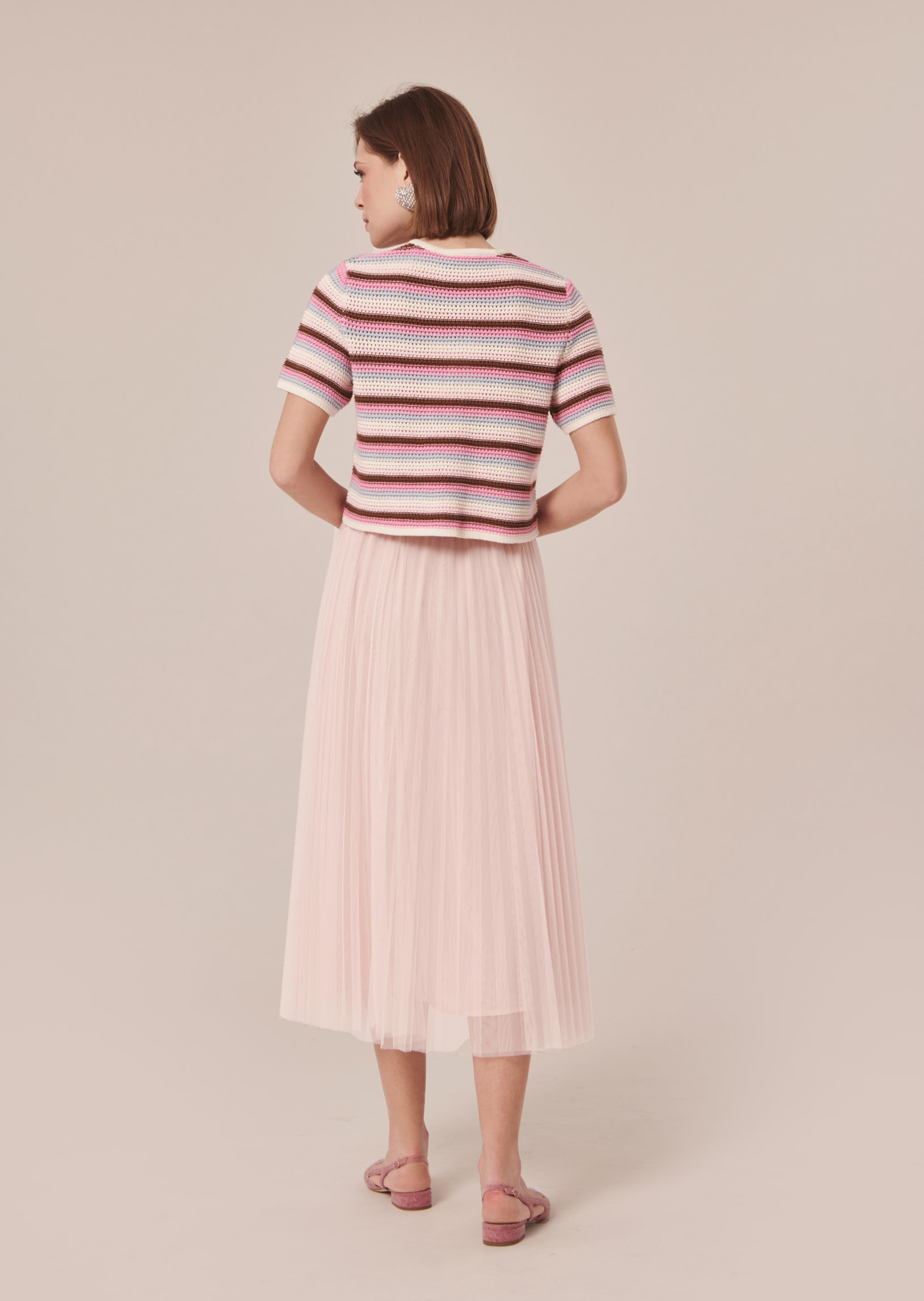 Jupe D'été Imprimée Roses Plissée - Taille 24, Coton, Fait Maison, Neuve Sans étiquettes