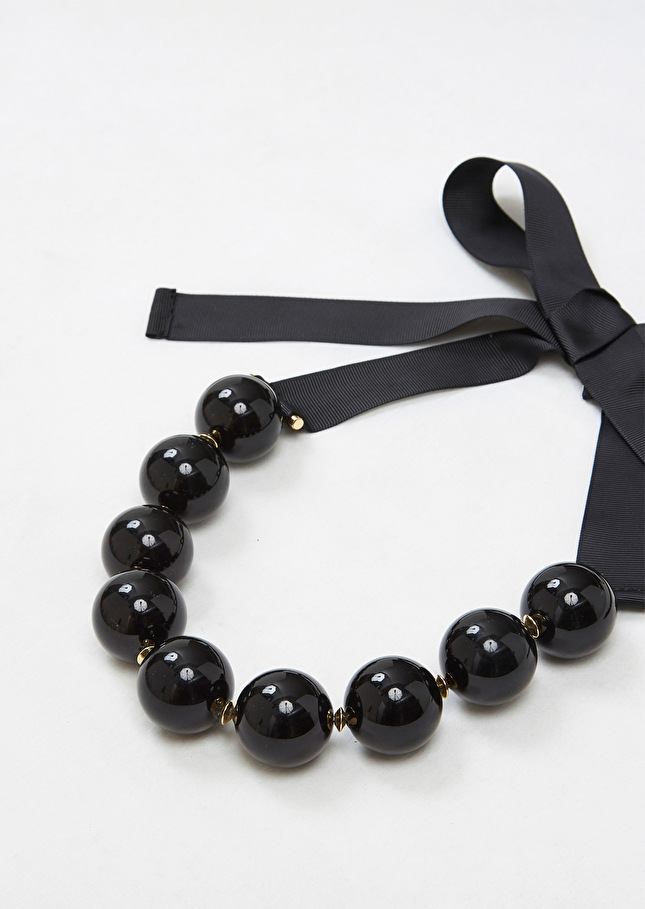 Collier Bella noir à grosses perles Noir TARA JARMON