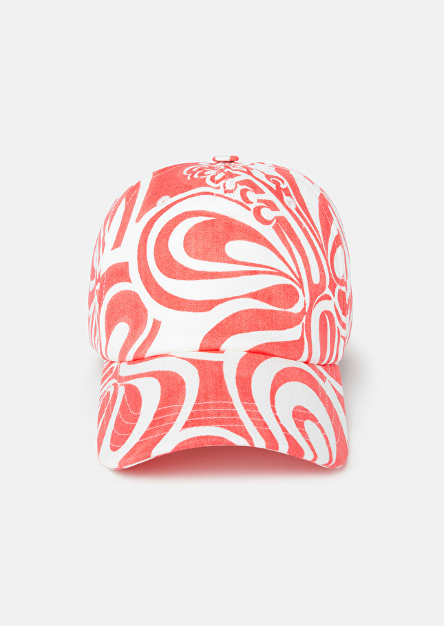 Casquette Carole écrue à motif graphique corail Corail TARA JARMON