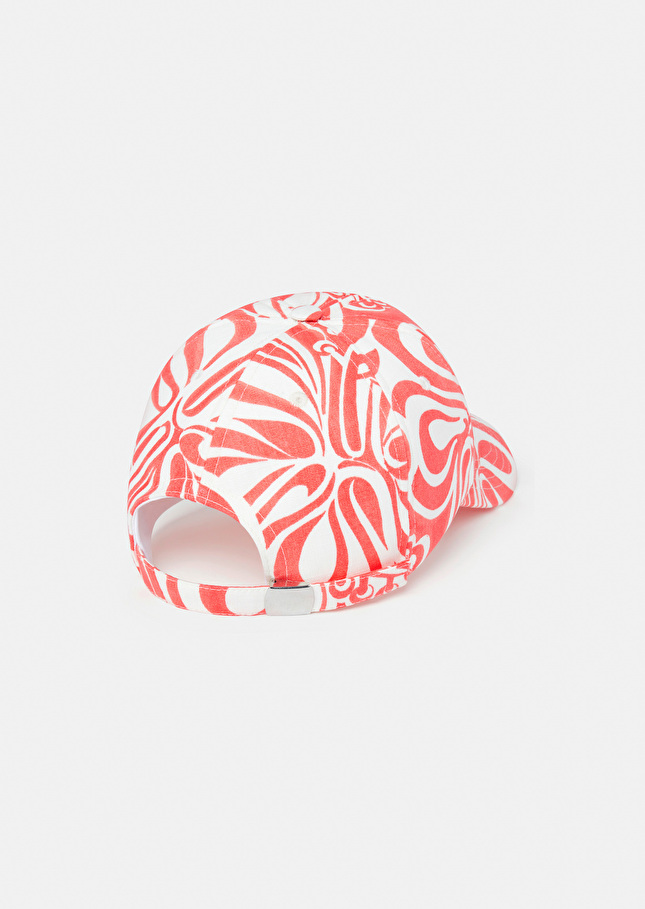 Casquette Carole écrue à motif graphique corail Corail TARA JARMON
