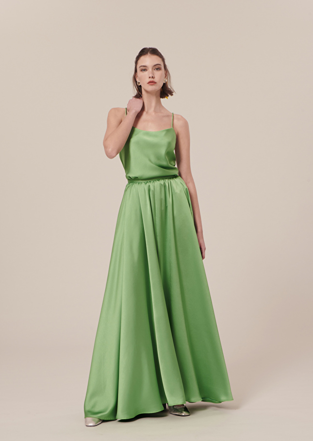 Jupe Joya verte en satin Vert TARA JARMON