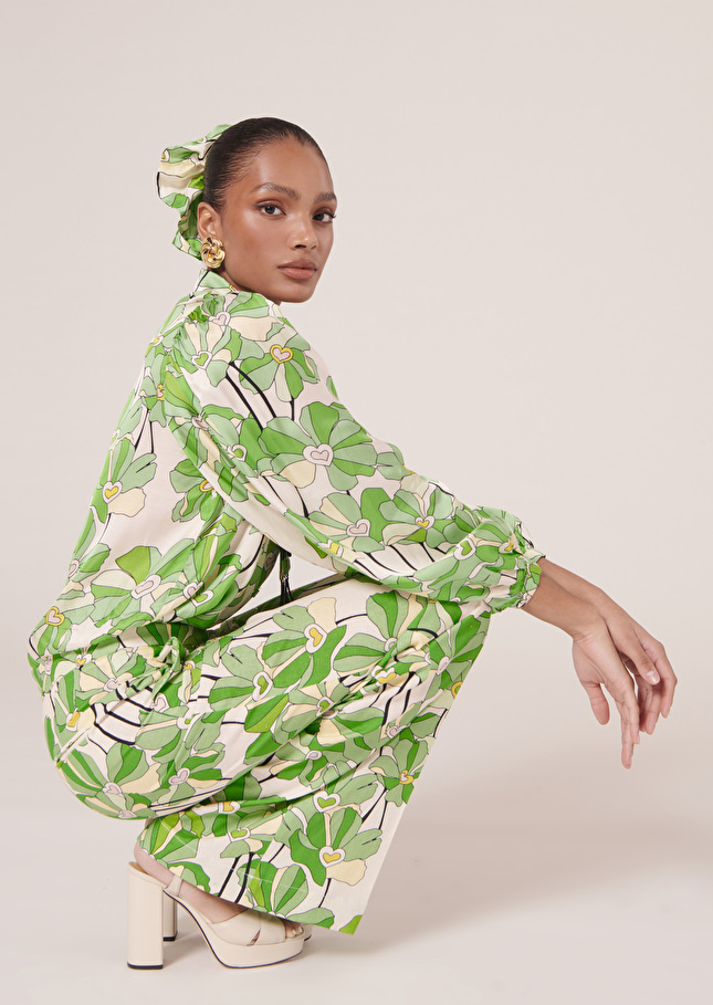 Pantalon Primavera vert imprimé à fleurs Vert TARA JARMON