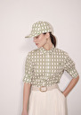 Casquette Carole écrue à motif graphique vert Ecru TARA JARMON