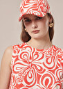Casquette Carole écrue à motif graphique corail Corail TARA JARMON