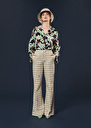 Pantalon Primavera écru à motif graphique vert Ecru TARA JARMON