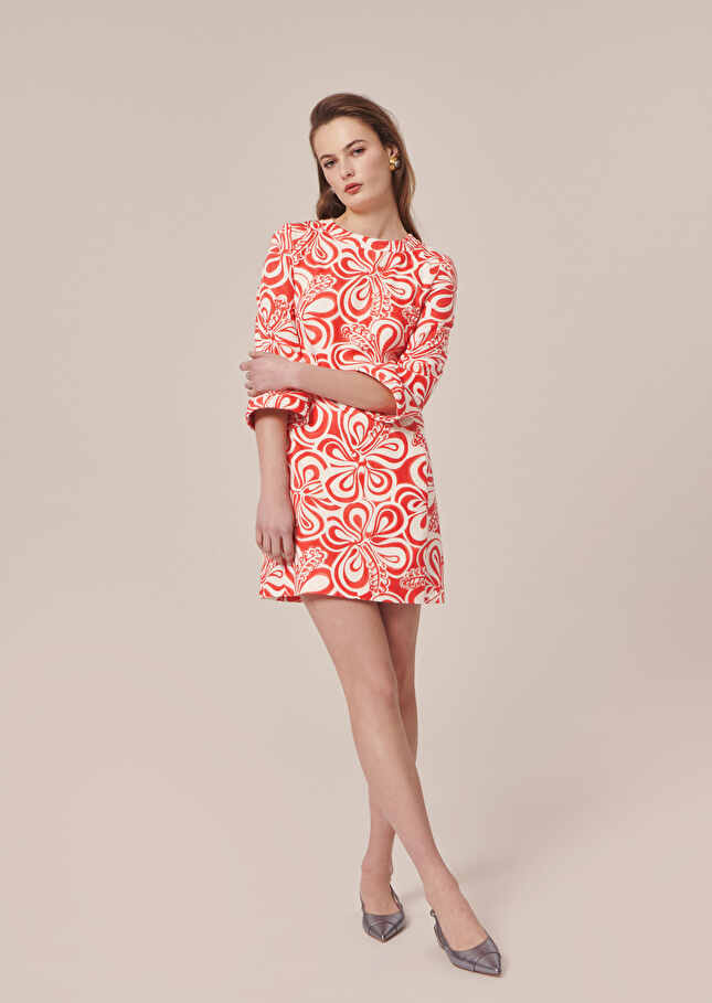 Robe Rivanna écrue à motif graphique corail en coton Corail TARA JARMON