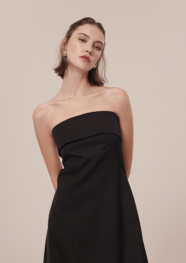 Robe Roy noire satinée Noir TARA JARMON
