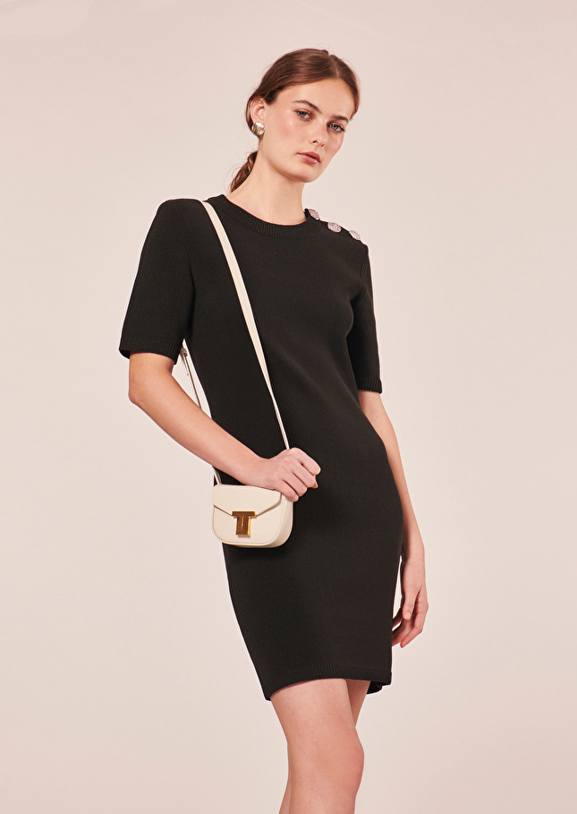 Robe Rayonnante noire en coton irisé Acier TARA JARMON