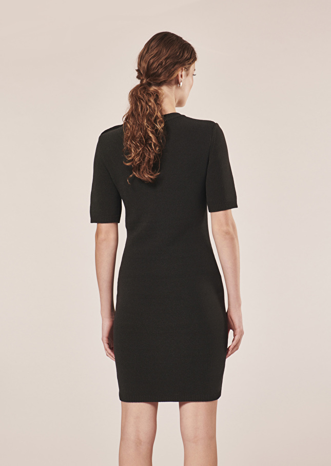 Robe Rayonnante noire en coton irisé Acier TARA JARMON