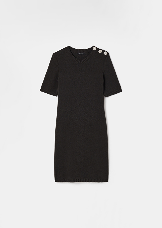 Robe Rayonnante noire en coton irisé Acier TARA JARMON