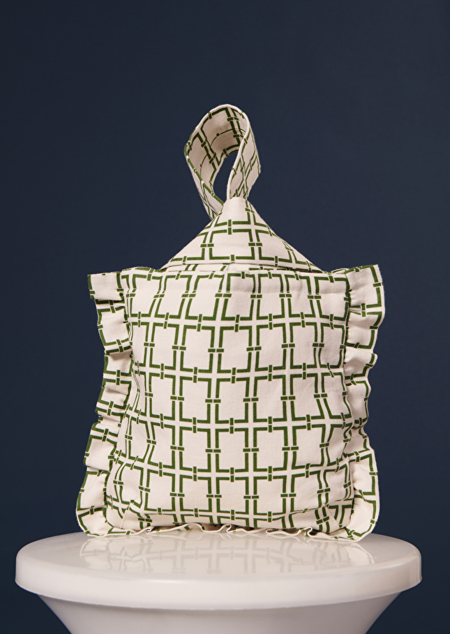 Sac Soledad écru à motif graphique vert Ecru TARA JARMON