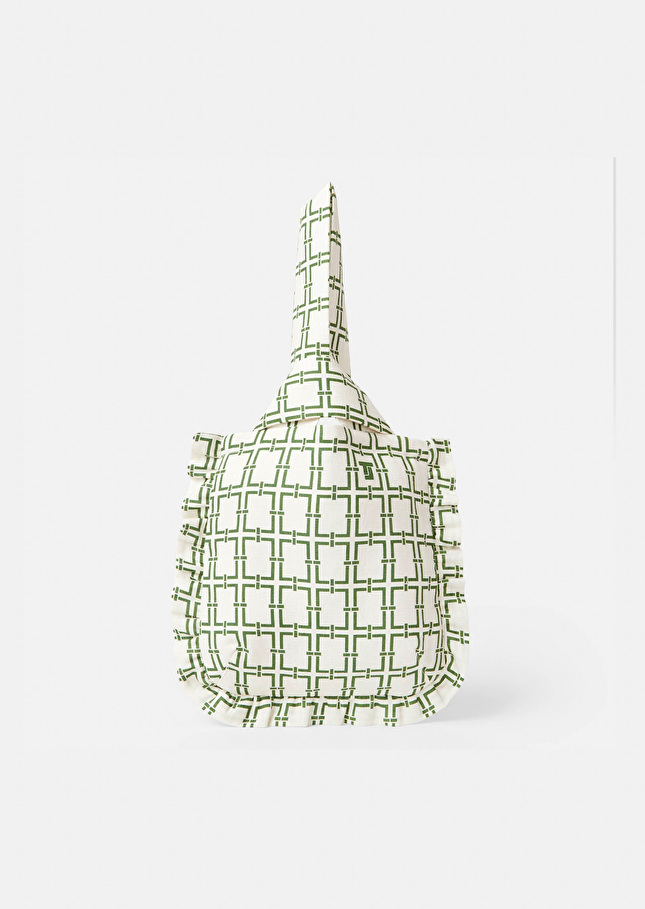 Sac Soledad écru à motif graphique vert Ecru TARA JARMON