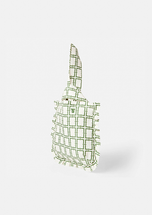 Sac Soledad écru à motif graphique vert Ecru TARA JARMON