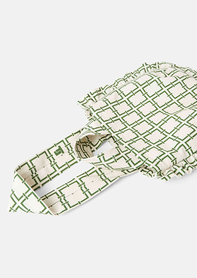 Sac Soledad écru à motif graphique vert Ecru TARA JARMON