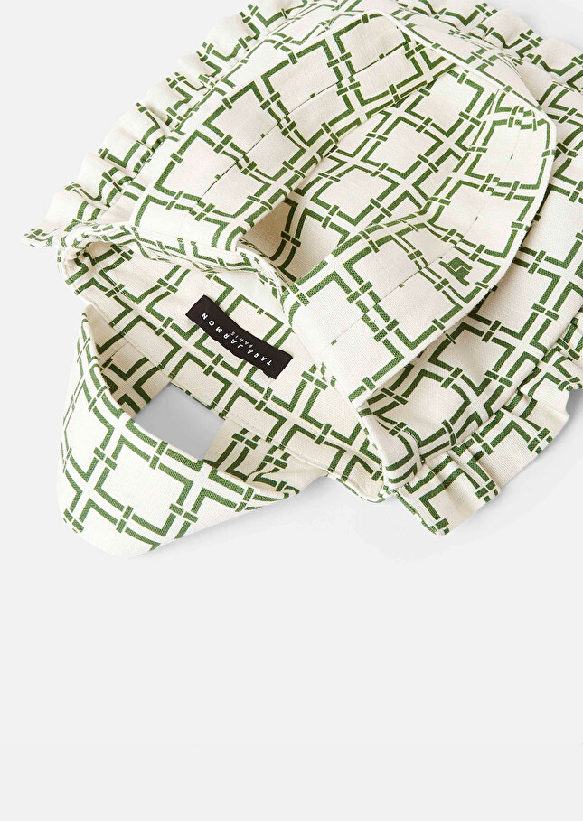 Sac Soledad écru à motif graphique vert Ecru TARA JARMON