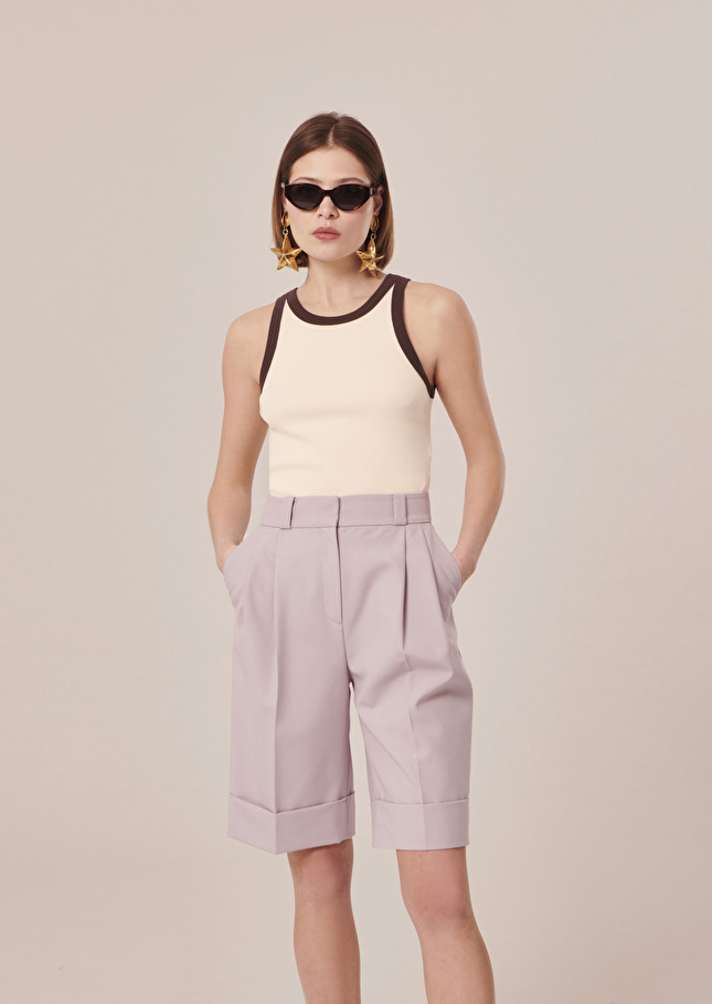 Short Swan violet en laine froide Parme TARA JARMON