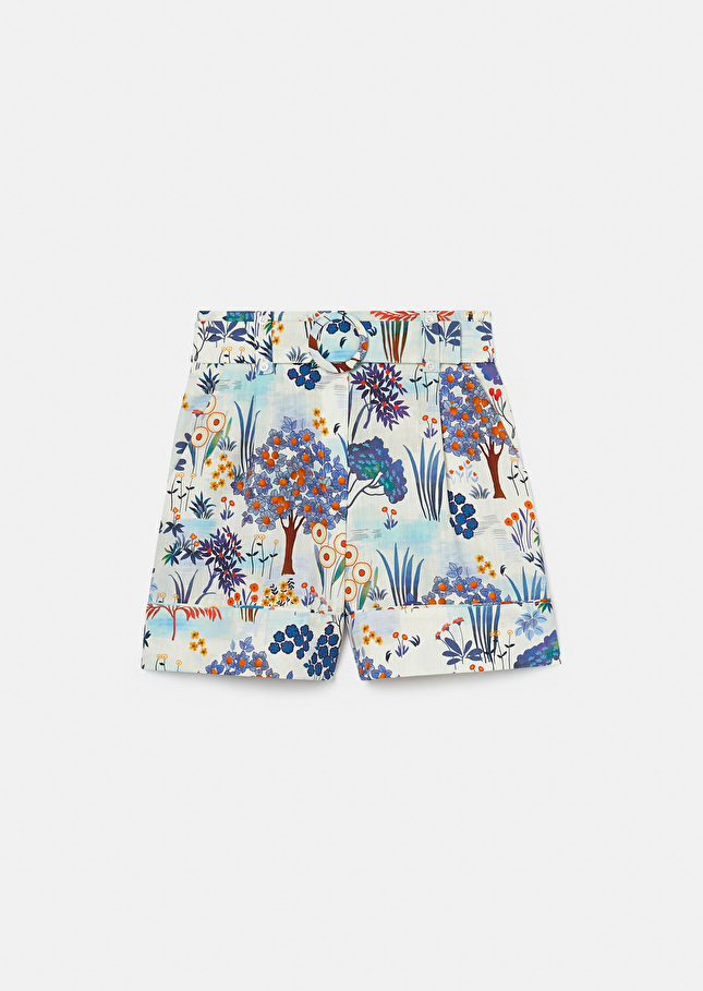 Short Shelby bleu imprimé fleuri en coton Bleu TARA JARMON