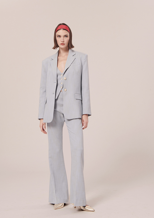 Veste Vasilie bleue en tissu flammé Bleu TARA JARMON