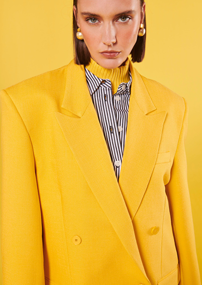 Veste Victoria jaune en tissu flammé Jaune TARA JARMON