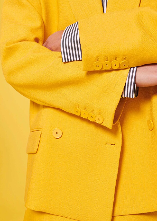 Veste Victoria jaune en tissu flammé Jaune TARA JARMON