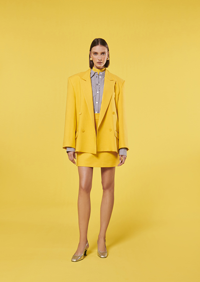 Veste Victoria jaune en tissu flammé Jaune TARA JARMON