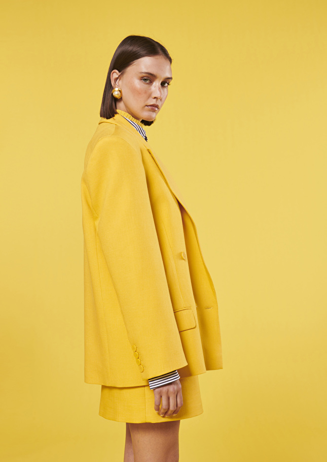 Veste Victoria jaune en tissu flammé Jaune TARA JARMON