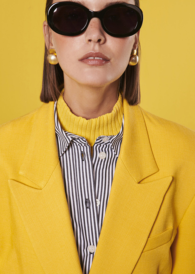Veste Victoria jaune en tissu flammé Jaune TARA JARMON