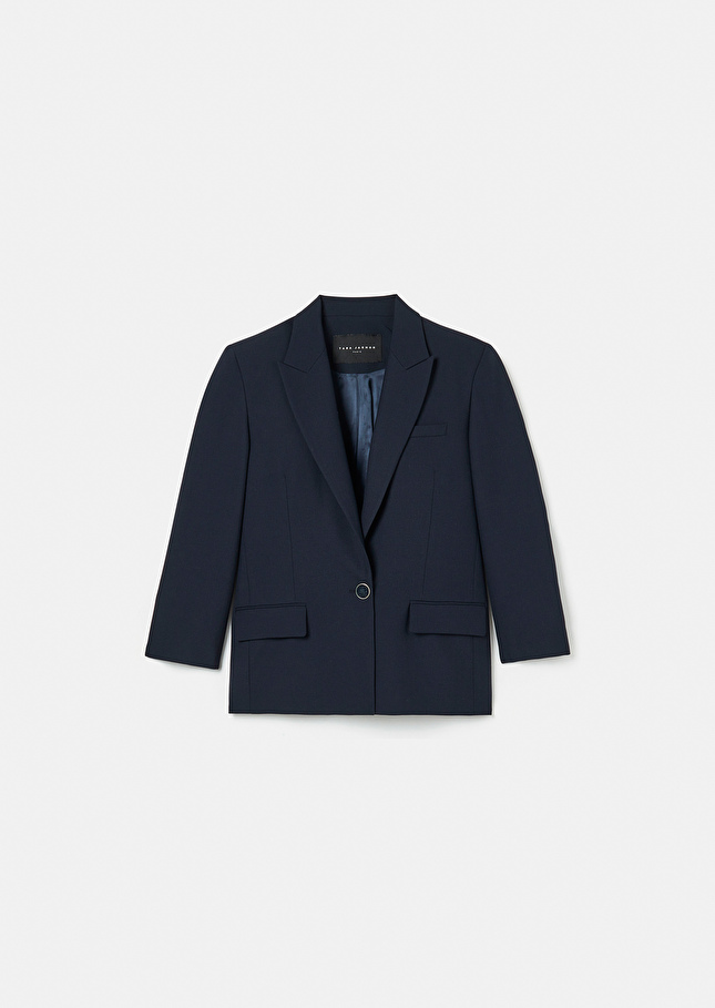 Veste Vancouveur bleu nuit en laine froide Nocturne TARA JARMON
