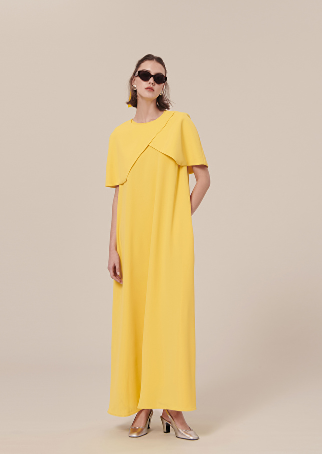 Cape Valentina jaune en crêpe Jaune TARA JARMON