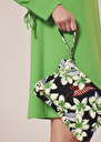 Pochette Sabrina bleu nuit à motif fleurs Corail, Nocturne, Noir TARA JARMON
