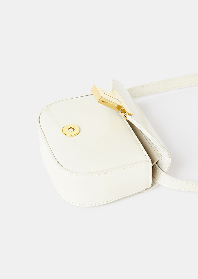 Sac 8 Bis mini écru en cuir Craie TARA JARMON