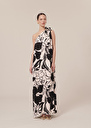 Robe Rekia écrue imprimée à fleurs noires Craie, Vert TARA JARMON