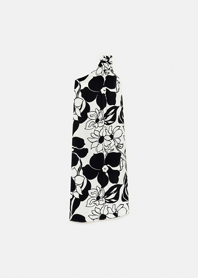 Robe Rekia écrue imprimée à fleurs noires Craie TARA JARMON