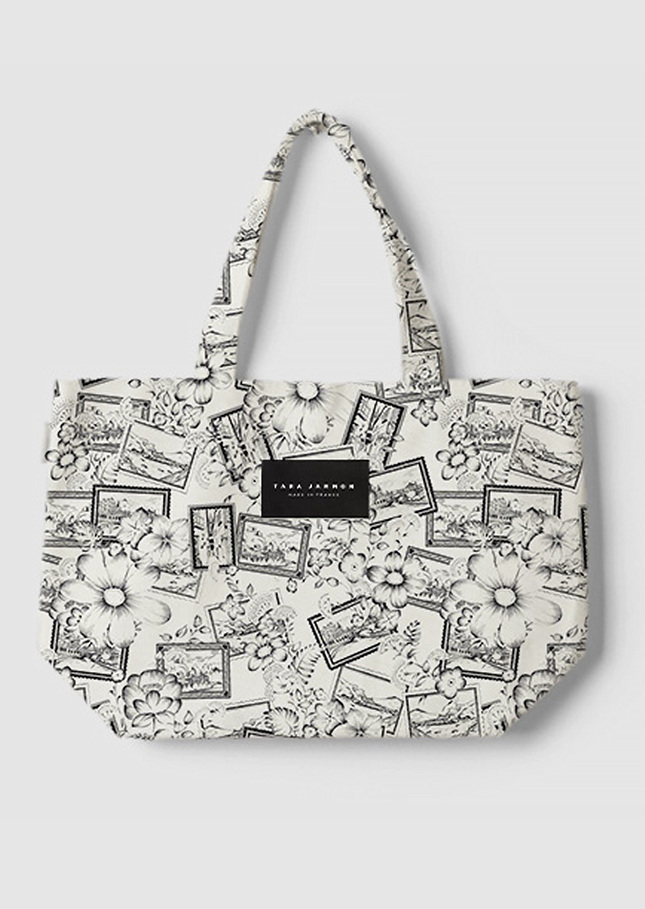 Tote bag imprimé carte postale Ecru TARA JARMON