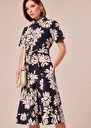 Robe Retronie bleu nuit imprimé fleurs en popeline Nocturne TARA JARMON