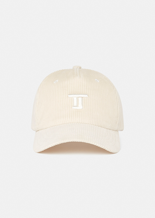 Casquette Carole écrue en velours côtelé Craie TARA JARMON