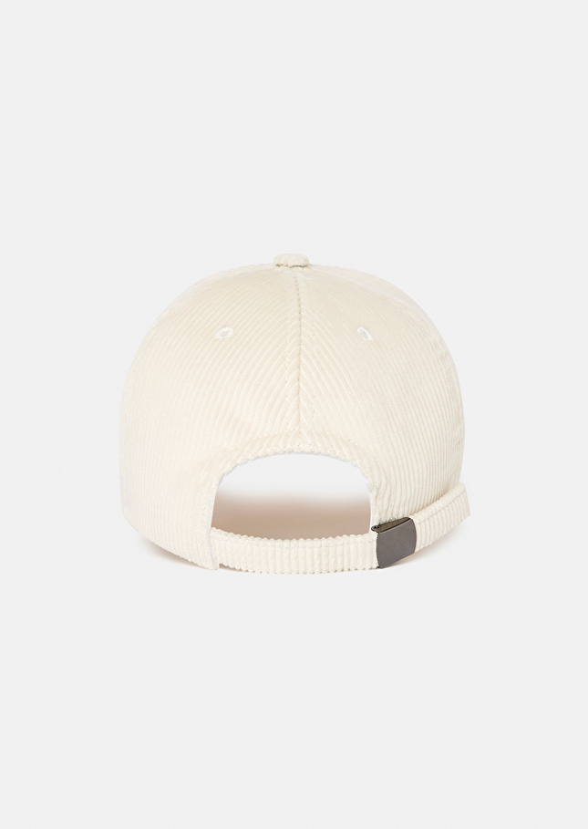 Casquette Carole écrue en velours côtelé Craie TARA JARMON