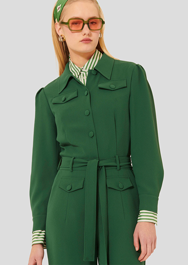Combinaison Calice verte en crêpe Vert TARA JARMON