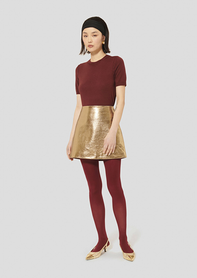 Jupe Josia dorée en cuir Or TARA JARMON