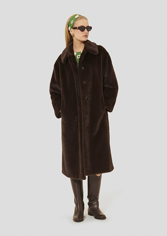 Manteau Melrand marron en fausse fourrure Chocolat TARA JARMON