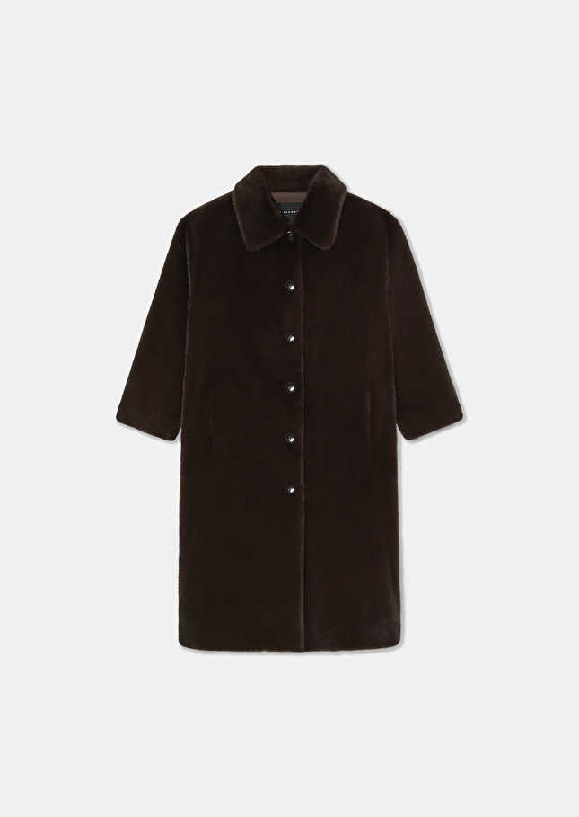 Manteau Melrand marron en fausse fourrure Chocolat TARA JARMON