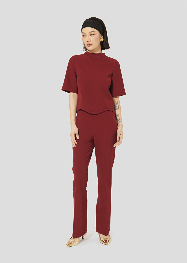 Pantalon Peyton bordeaux en toile double Bordeaux TARA JARMON