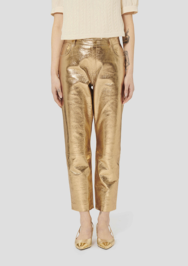 Pantalon Pietra doré en cuir Or TARA JARMON