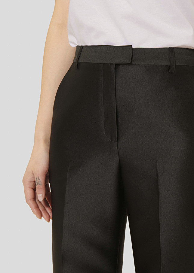 Pantalon Pitt noir en satin duchesse Noir TARA JARMON