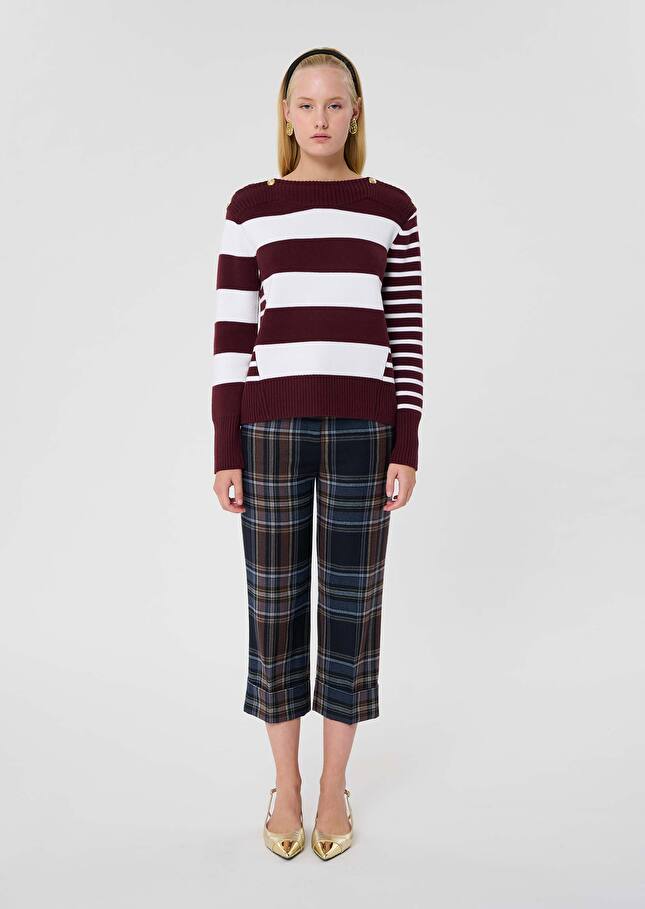 Pull Poetesse bordeaux à rayures en laine Bordeaux TARA JARMON