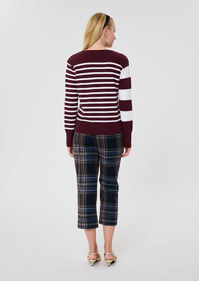 Pull Poetesse bordeaux à rayures en laine Bordeaux TARA JARMON