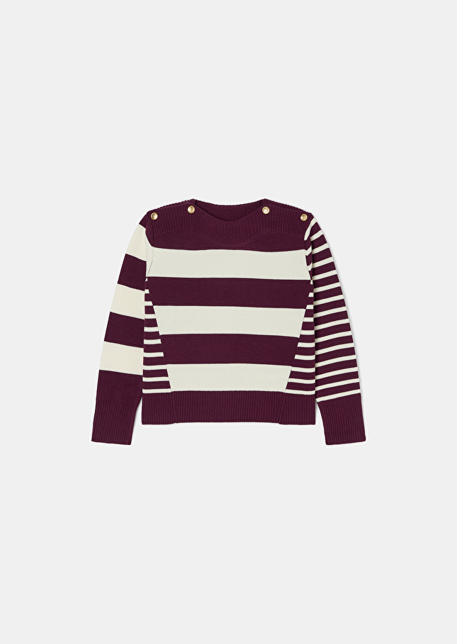 Pull Poetesse bordeaux à rayures en laine Bordeaux TARA JARMON